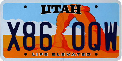 UT license plate X860QW