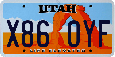 UT license plate X860YF