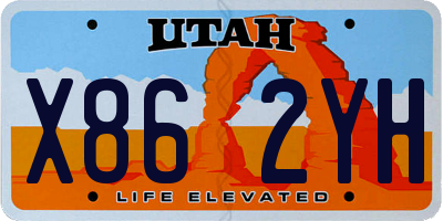 UT license plate X862YH