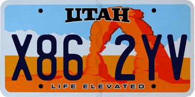 UT license plate X862YV