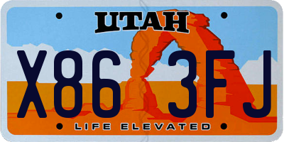 UT license plate X863FJ
