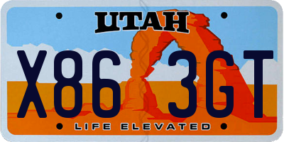 UT license plate X863GT