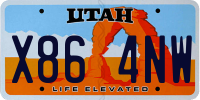 UT license plate X864NW