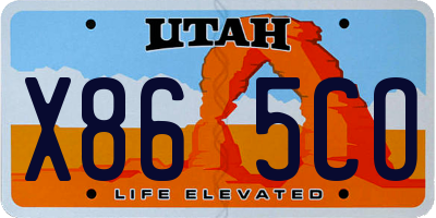 UT license plate X865CO