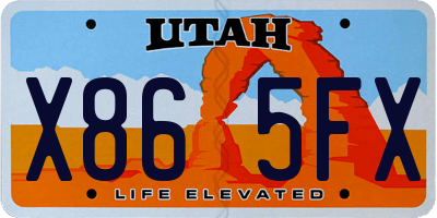 UT license plate X865FX
