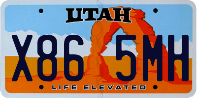 UT license plate X865MH