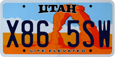 UT license plate X865SW