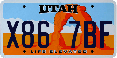 UT license plate X867BF