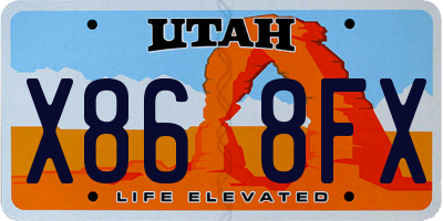 UT license plate X868FX