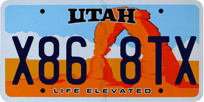 UT license plate X868TX