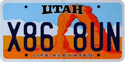 UT license plate X868UN