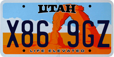 UT license plate X869GZ