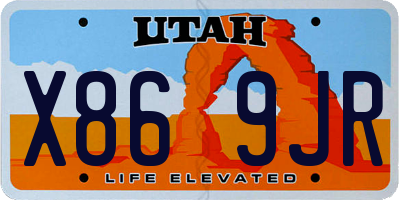 UT license plate X869JR