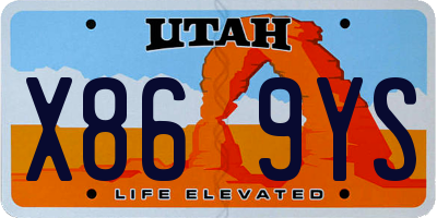 UT license plate X869YS