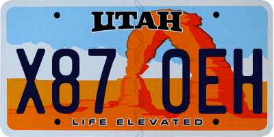 UT license plate X870EH