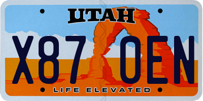 UT license plate X870EN
