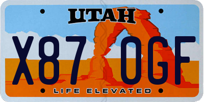 UT license plate X870GF