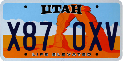 UT license plate X870XV