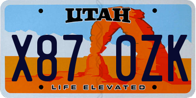 UT license plate X870ZK