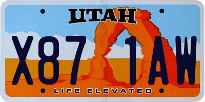 UT license plate X871AW