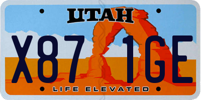 UT license plate X871GE