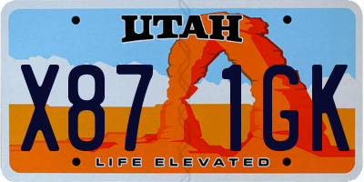 UT license plate X871GK