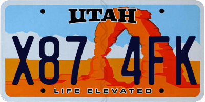 UT license plate X874FK