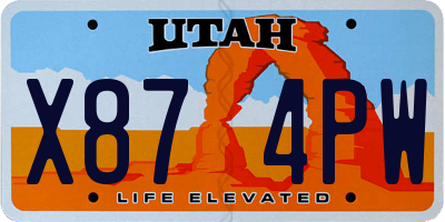 UT license plate X874PW