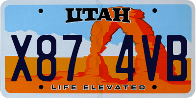 UT license plate X874VB