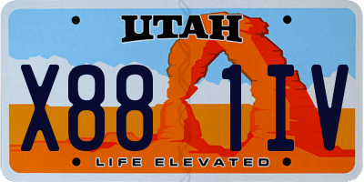 UT license plate X881IV
