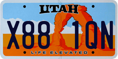 UT license plate X881QN