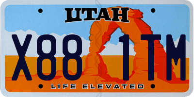 UT license plate X881TM