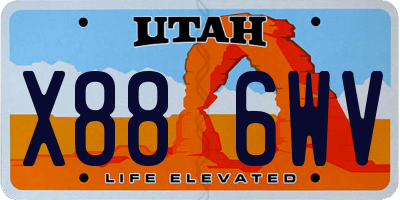 UT license plate X886WV