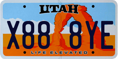 UT license plate X888YE