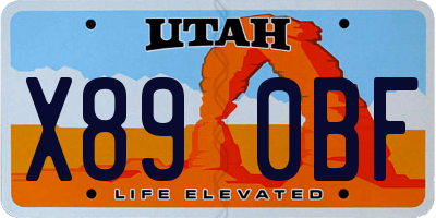UT license plate X890BF