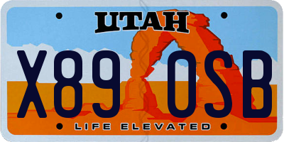 UT license plate X890SB