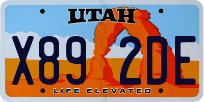 UT license plate X892DE