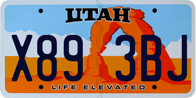 UT license plate X893BJ