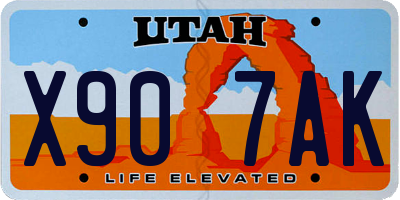 UT license plate X907AK