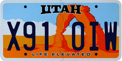UT license plate X910IW