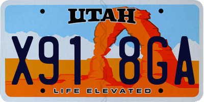 UT license plate X918GA