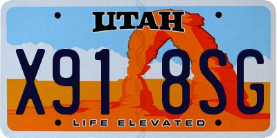UT license plate X918SG