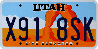 UT license plate X918SK
