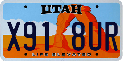 UT license plate X918UR