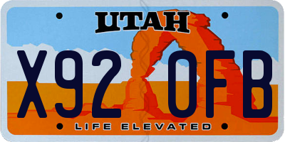 UT license plate X920FB