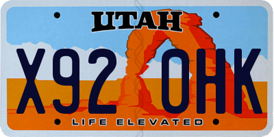 UT license plate X920HK