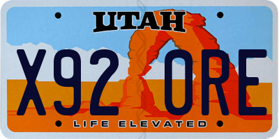 UT license plate X920RE