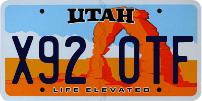 UT license plate X920TF