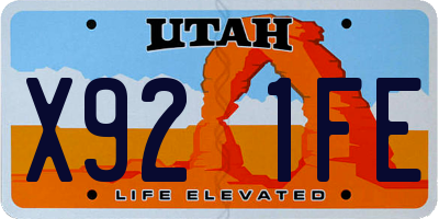 UT license plate X921FE