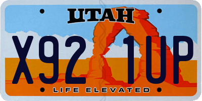 UT license plate X921UP